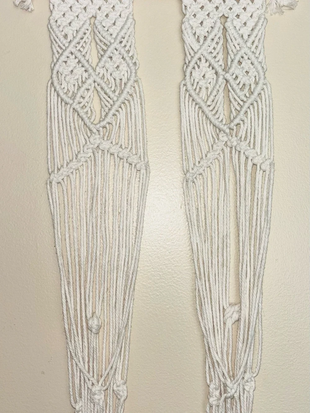 Handmade Macrame Wall Hanging Plant Holder in Natural Cream
